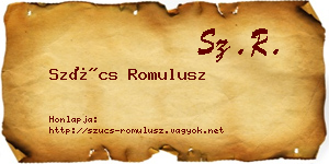 Szűcs Romulusz névjegykártya